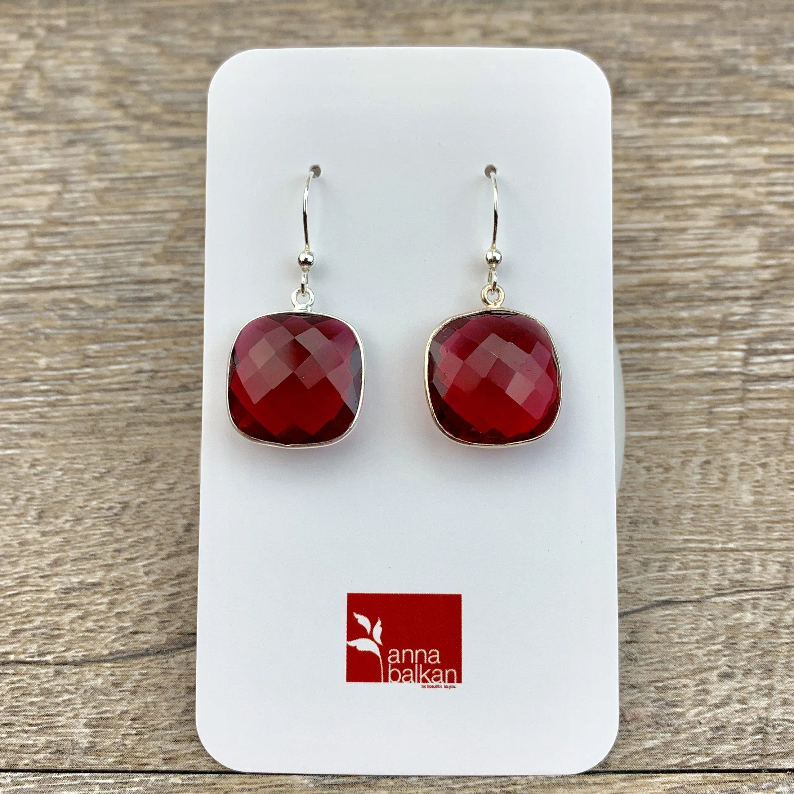 Lucy Square Gemstone Bezel Everyday Earrings