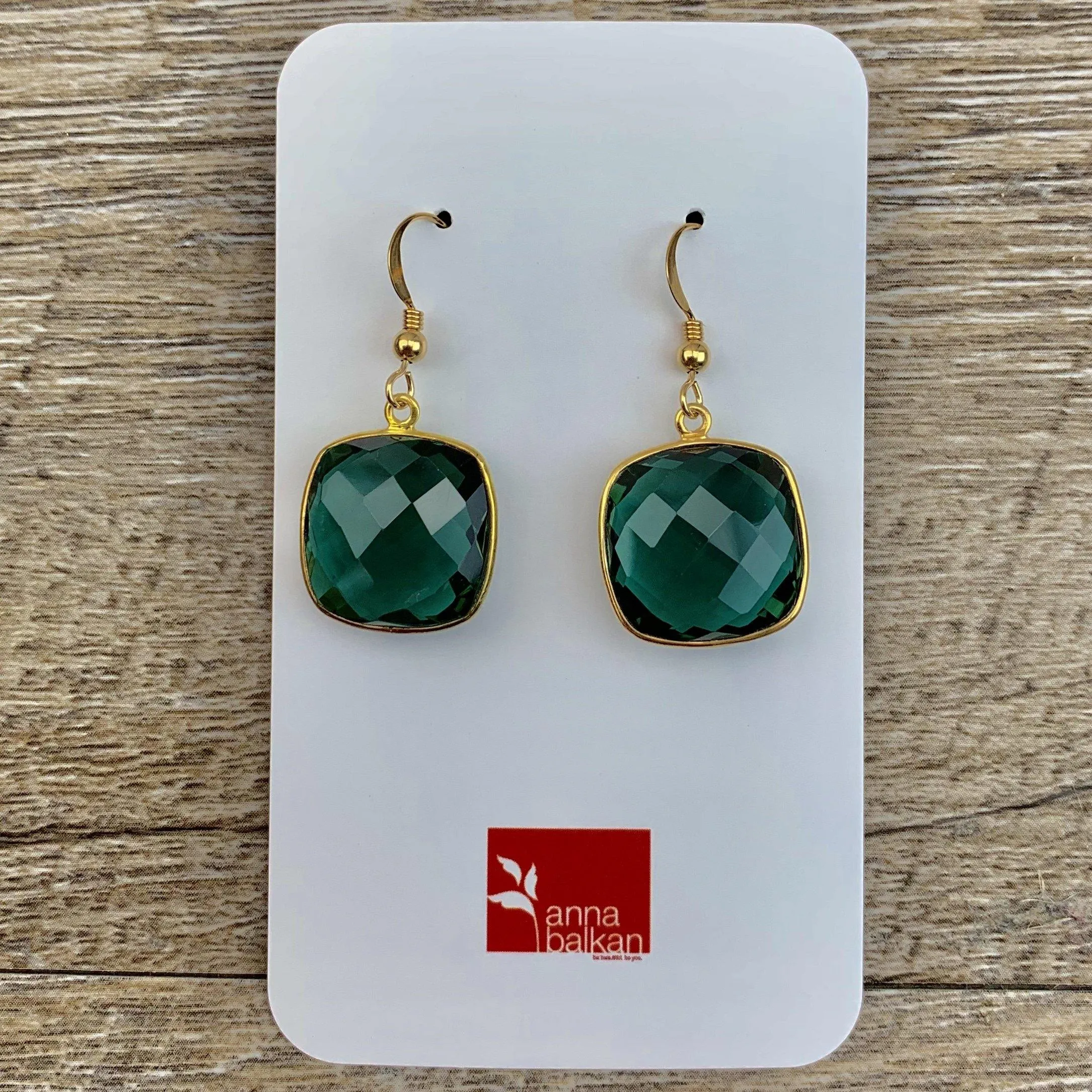 Lucy Square Gemstone Bezel Everyday Earrings