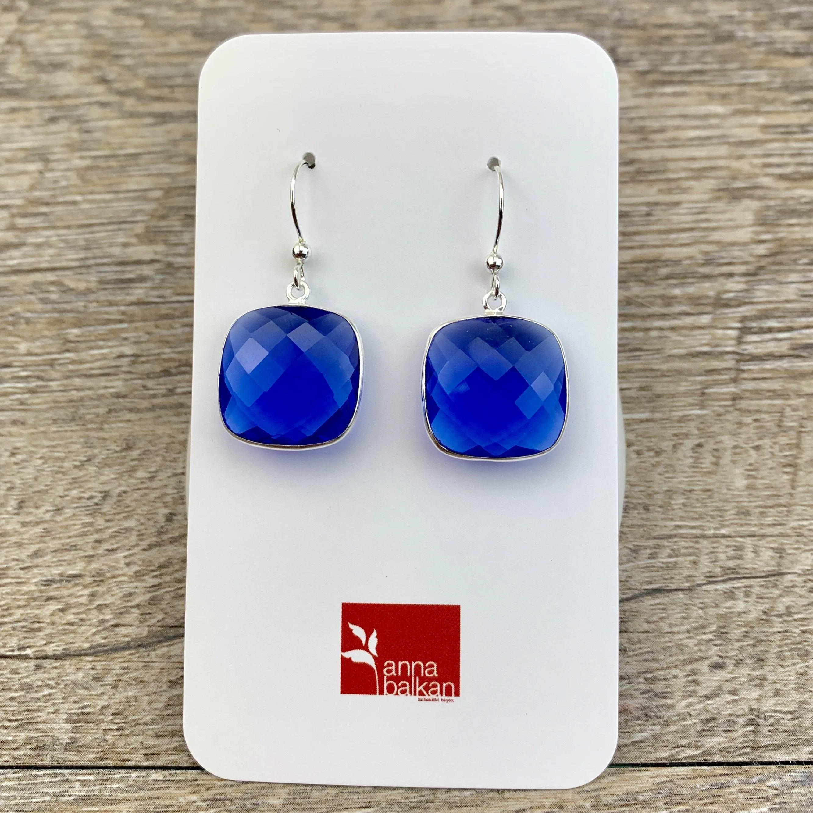 Lucy Square Gemstone Bezel Everyday Earrings