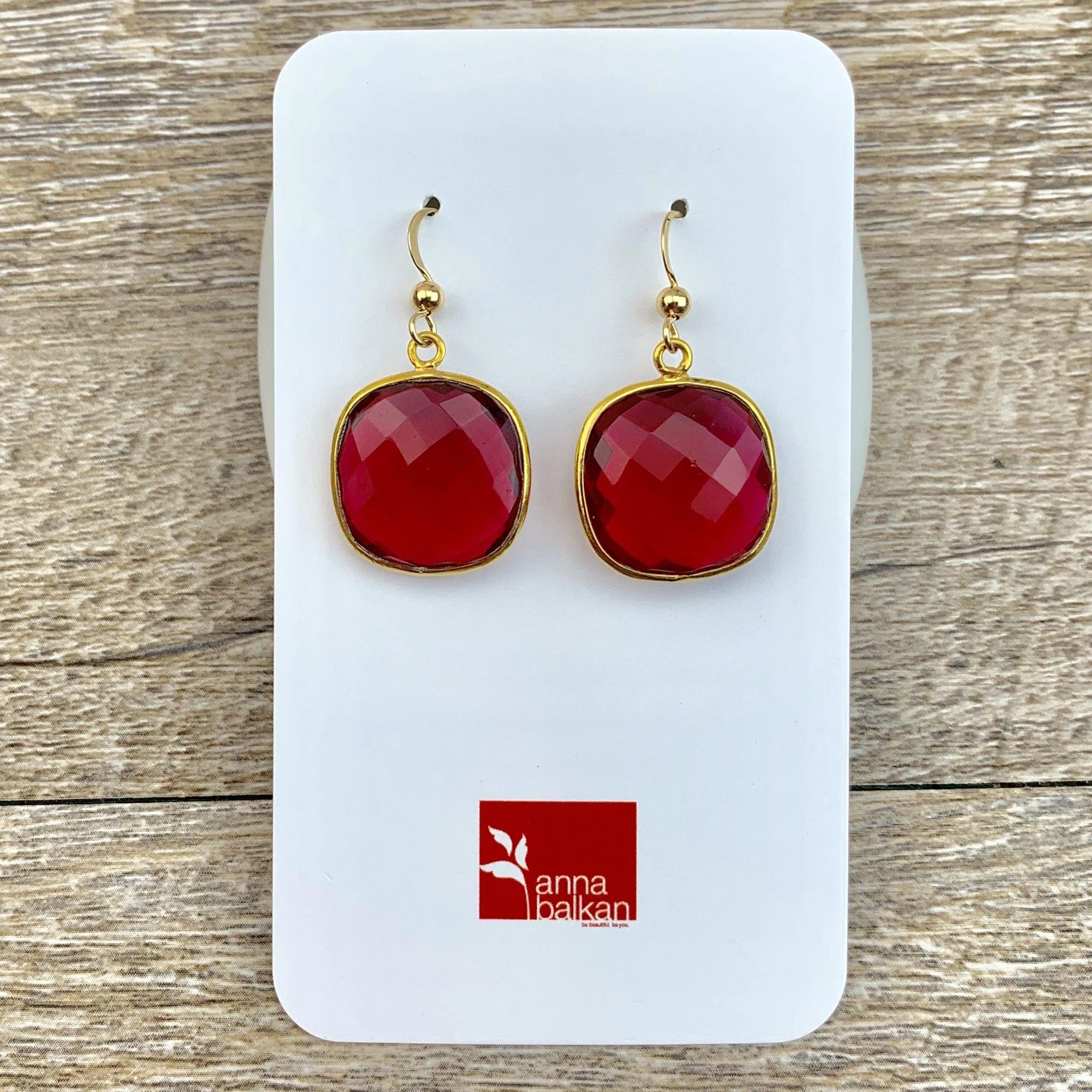 Lucy Square Gemstone Bezel Everyday Earrings