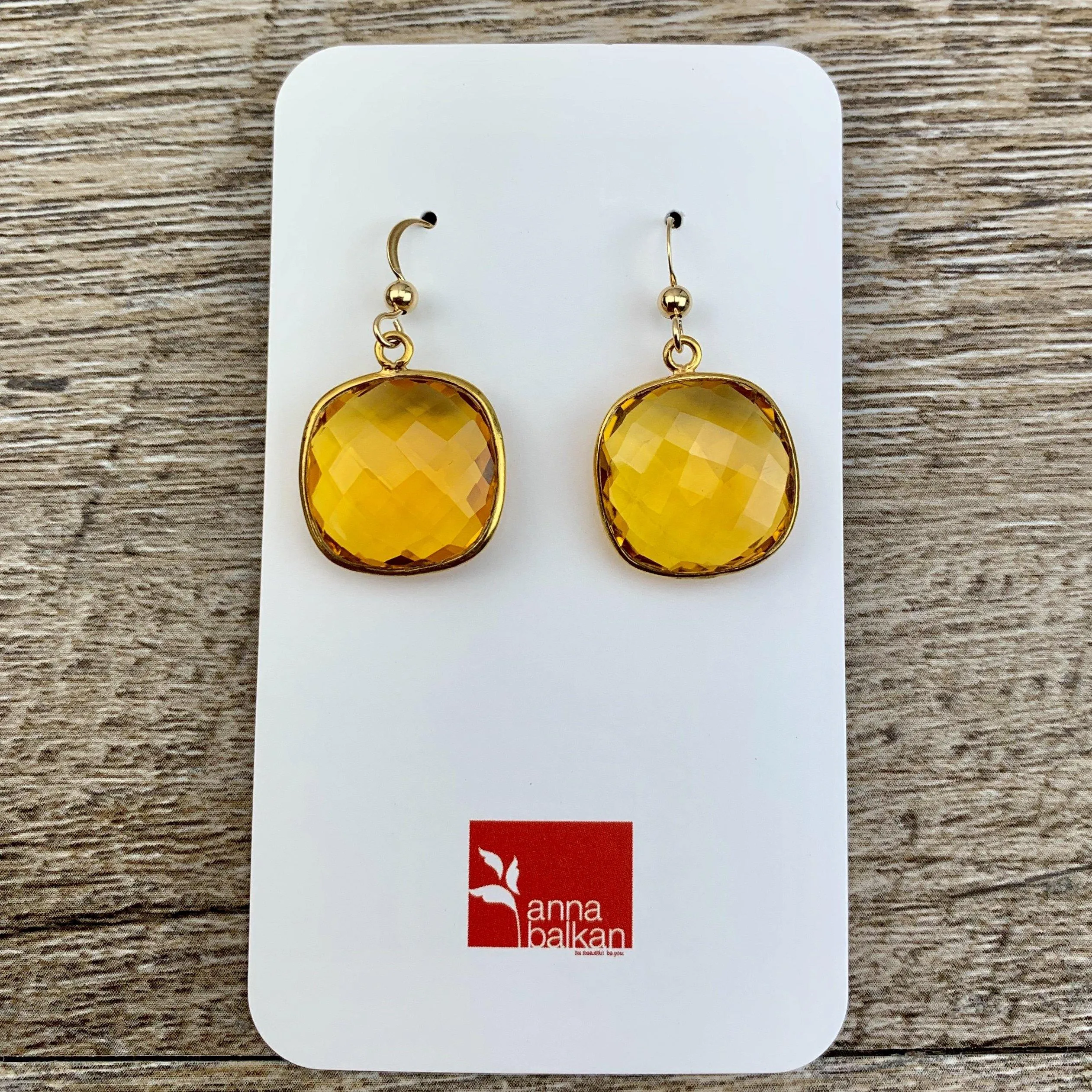 Lucy Square Gemstone Bezel Everyday Earrings