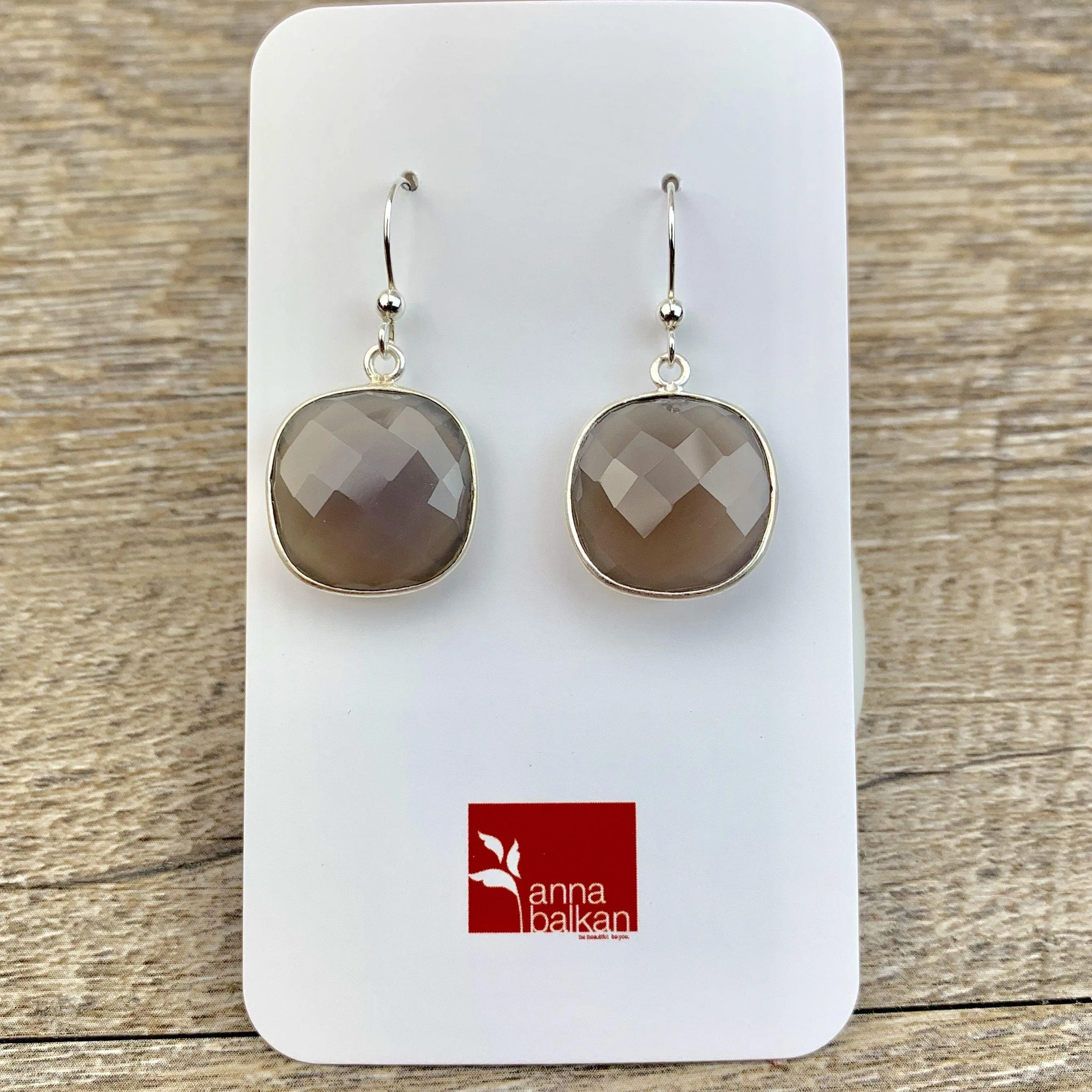 Lucy Square Gemstone Bezel Everyday Earrings