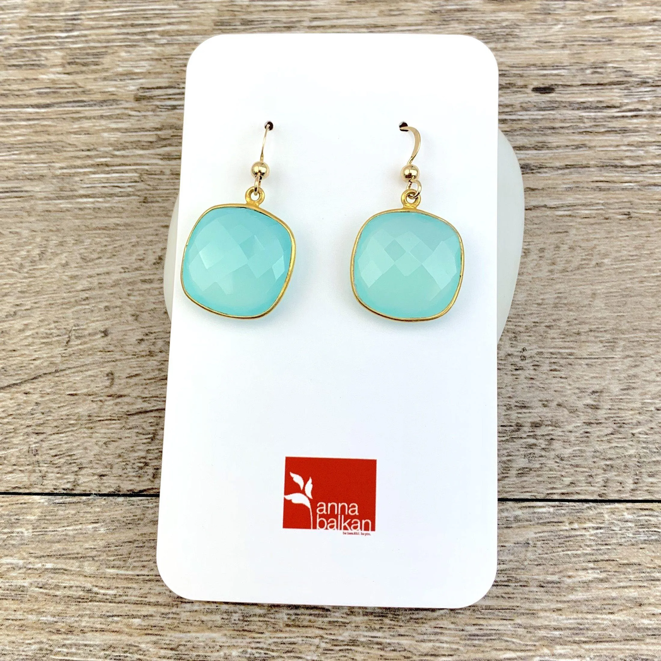 Lucy Square Gemstone Bezel Everyday Earrings