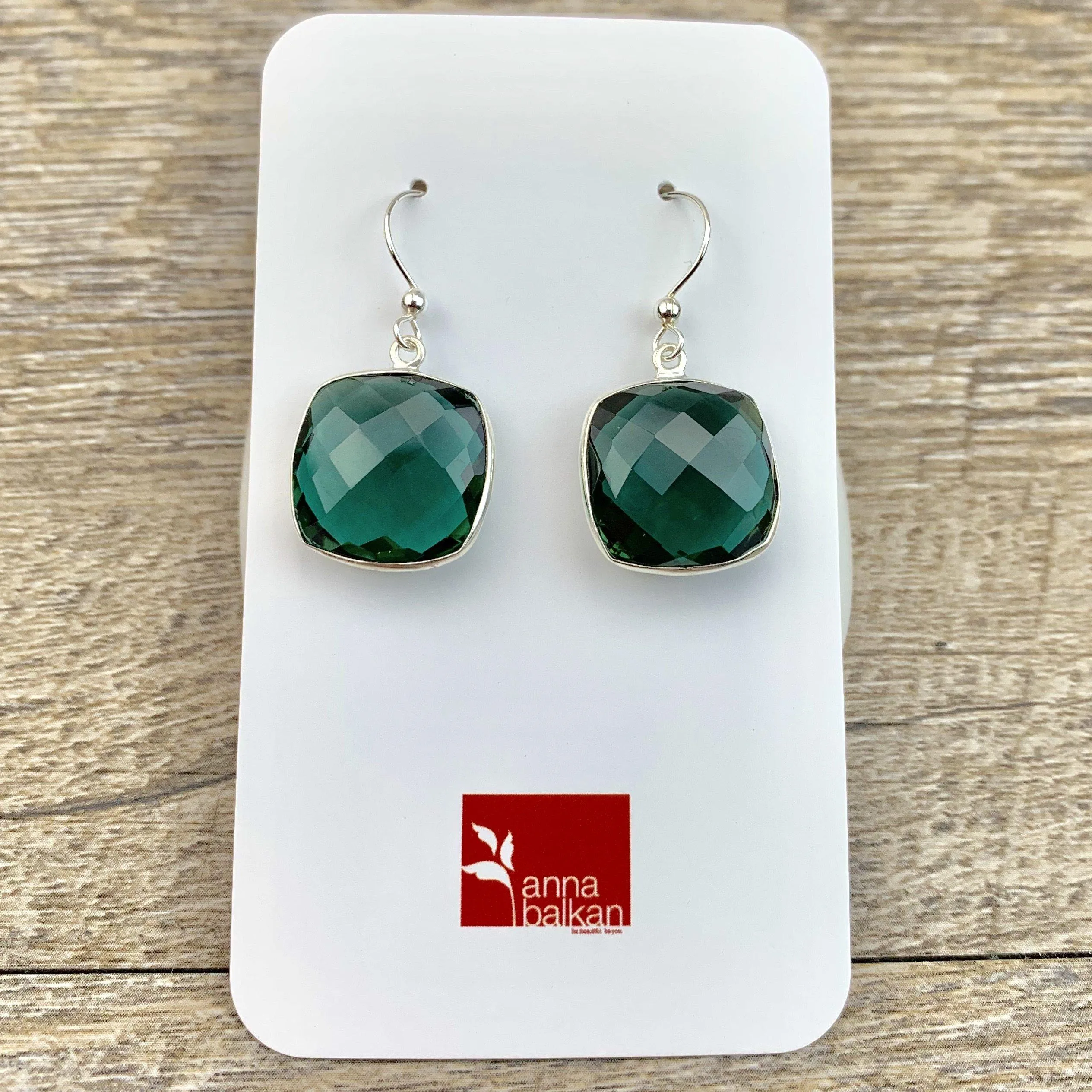 Lucy Square Gemstone Bezel Everyday Earrings