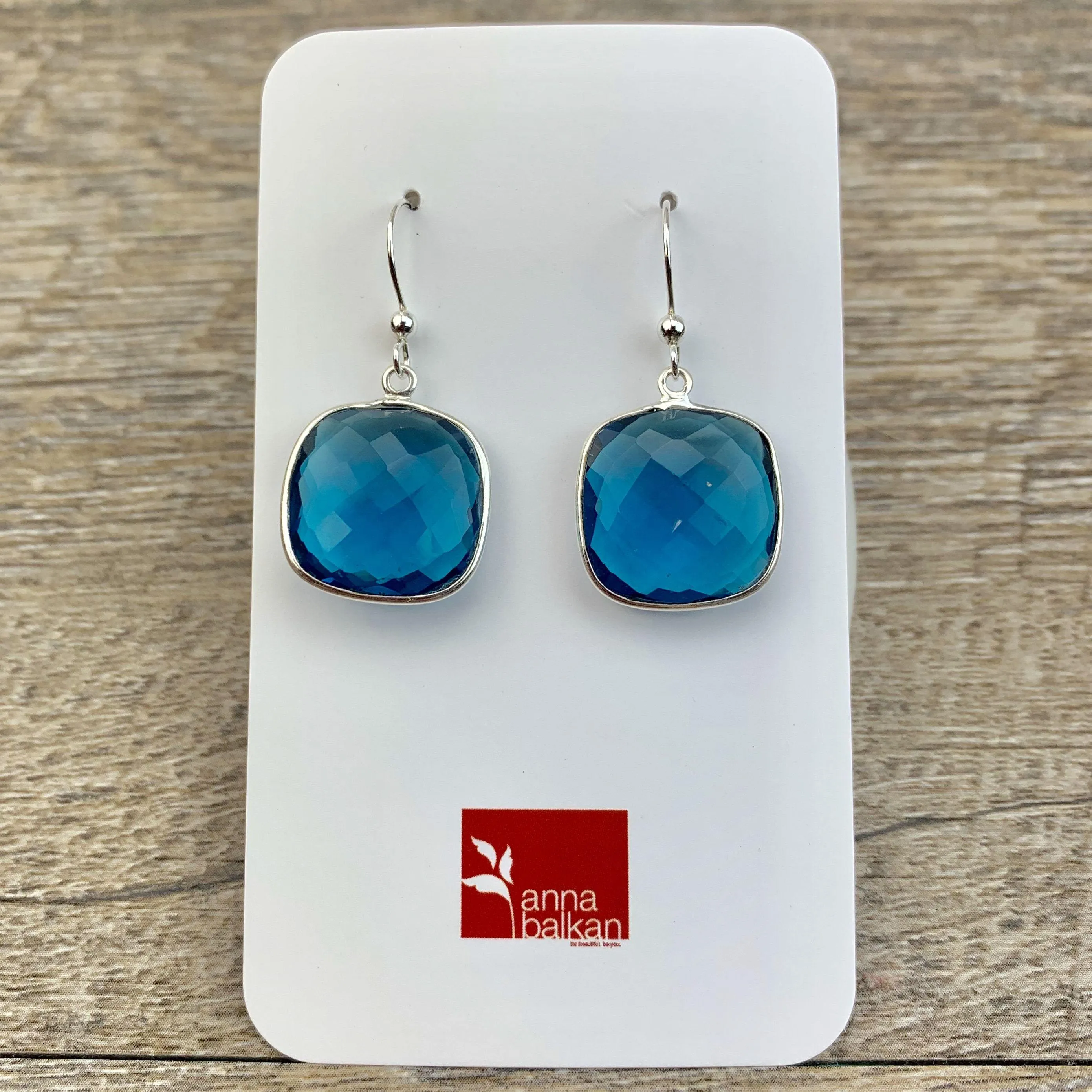 Lucy Square Gemstone Bezel Everyday Earrings