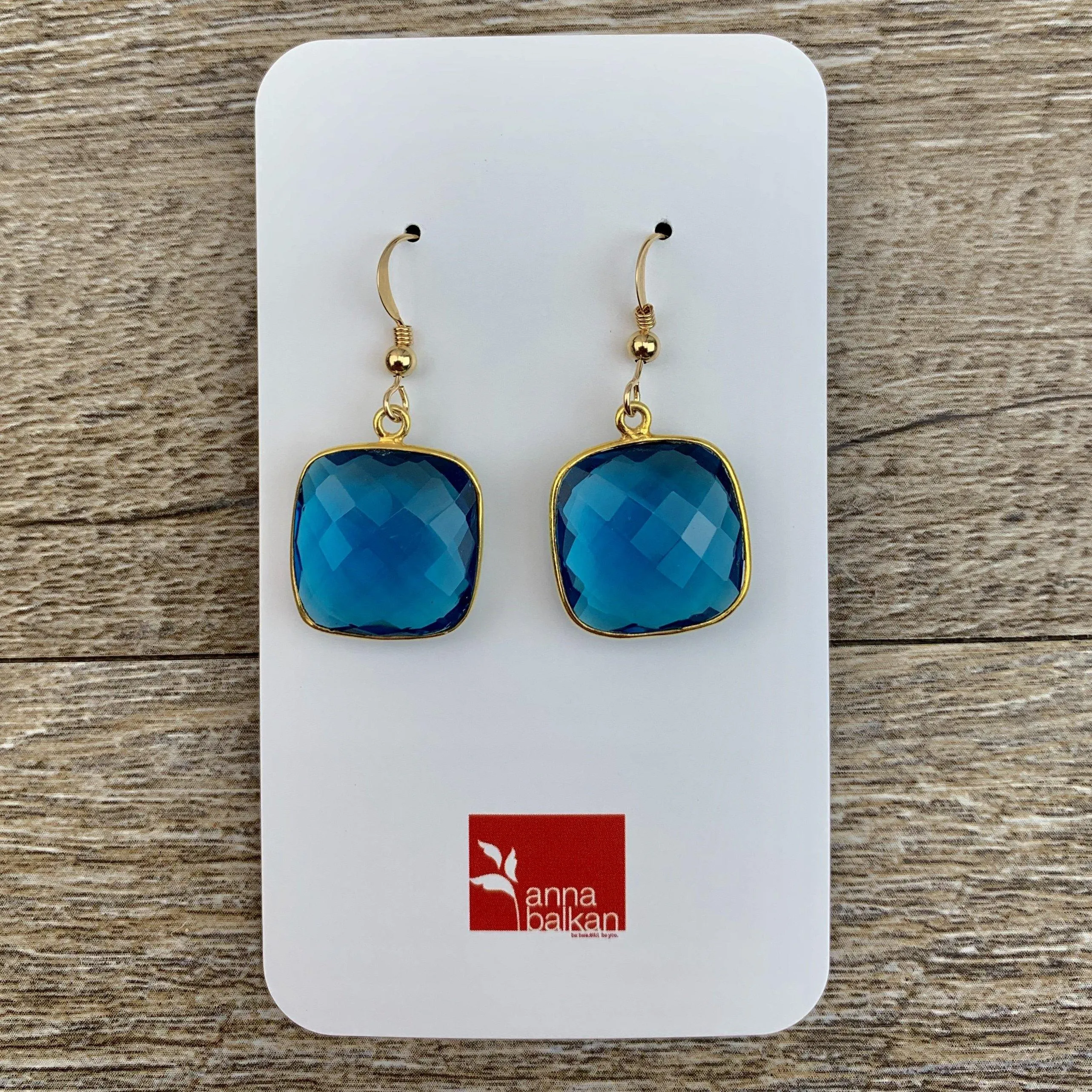 Lucy Square Gemstone Bezel Everyday Earrings