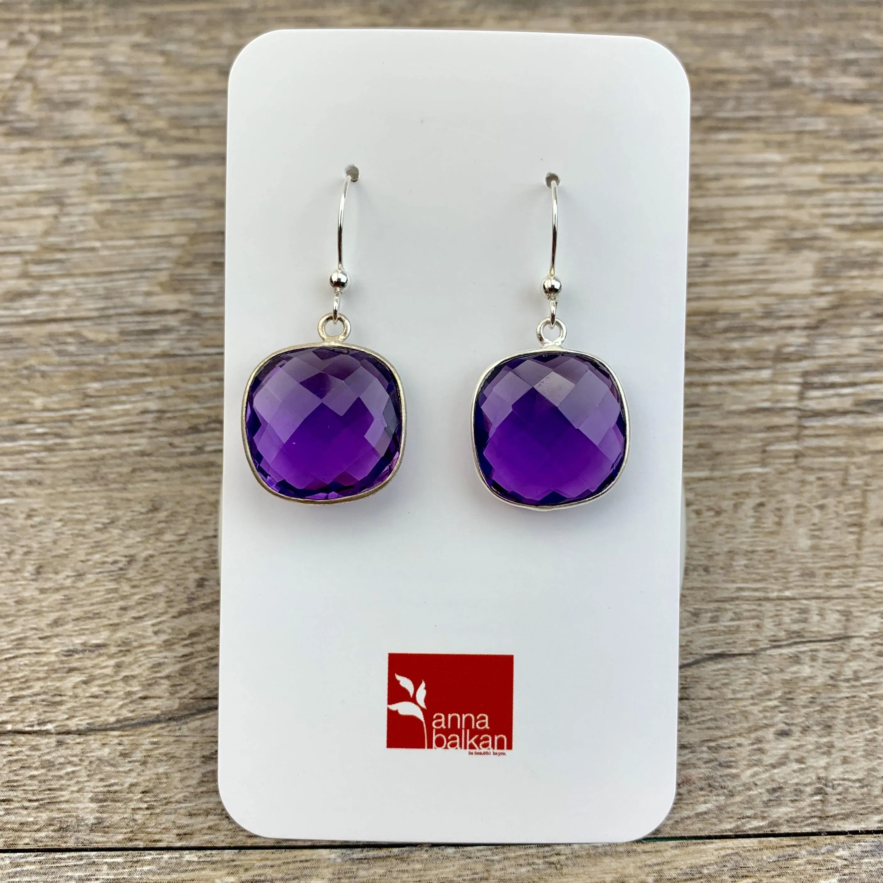 Lucy Square Gemstone Bezel Everyday Earrings