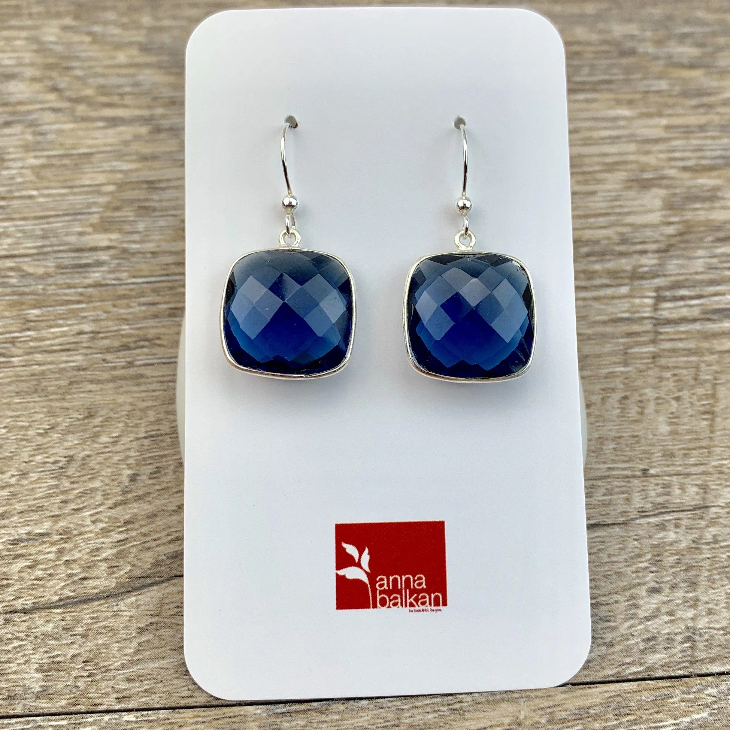 Lucy Square Gemstone Bezel Everyday Earrings