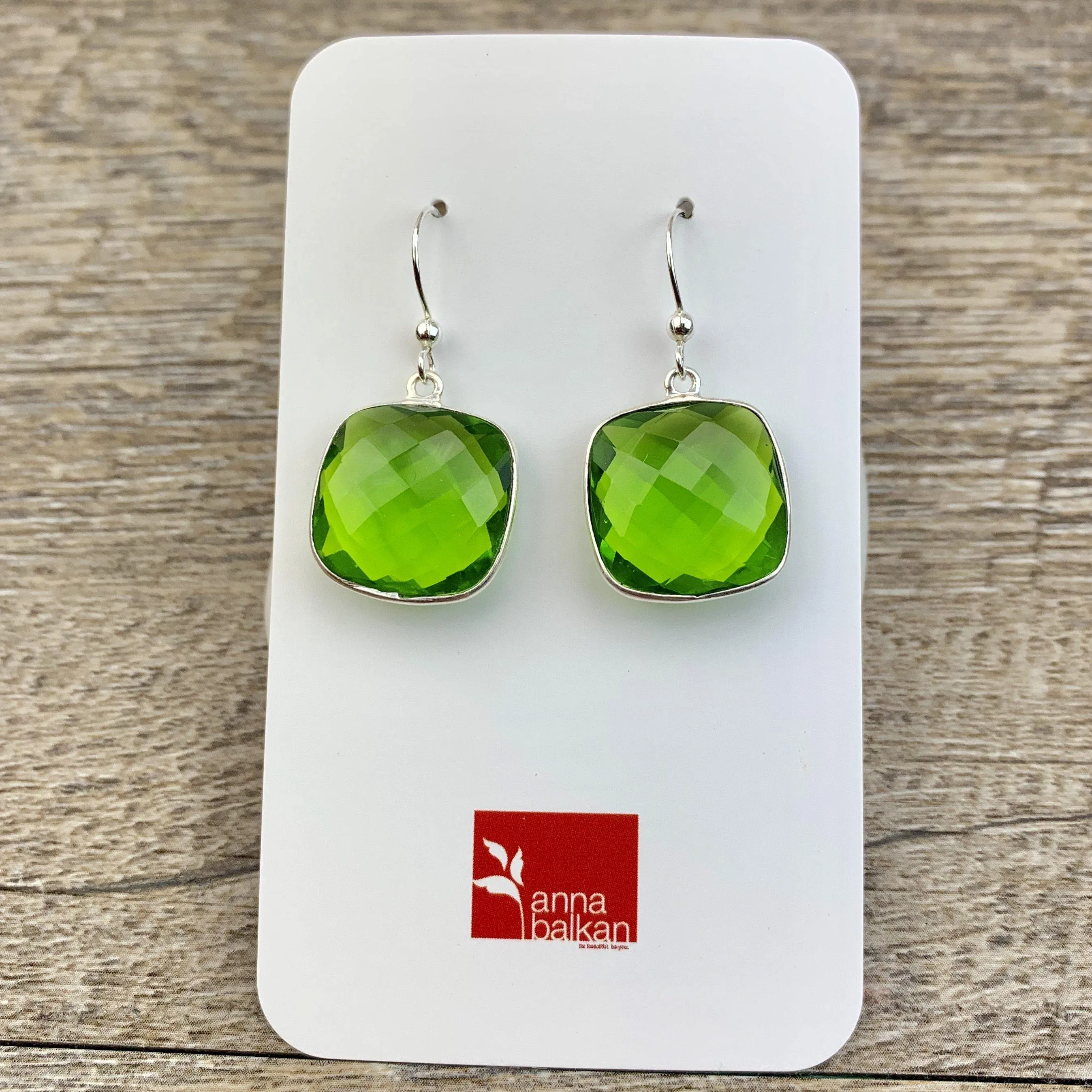 Lucy Square Gemstone Bezel Everyday Earrings