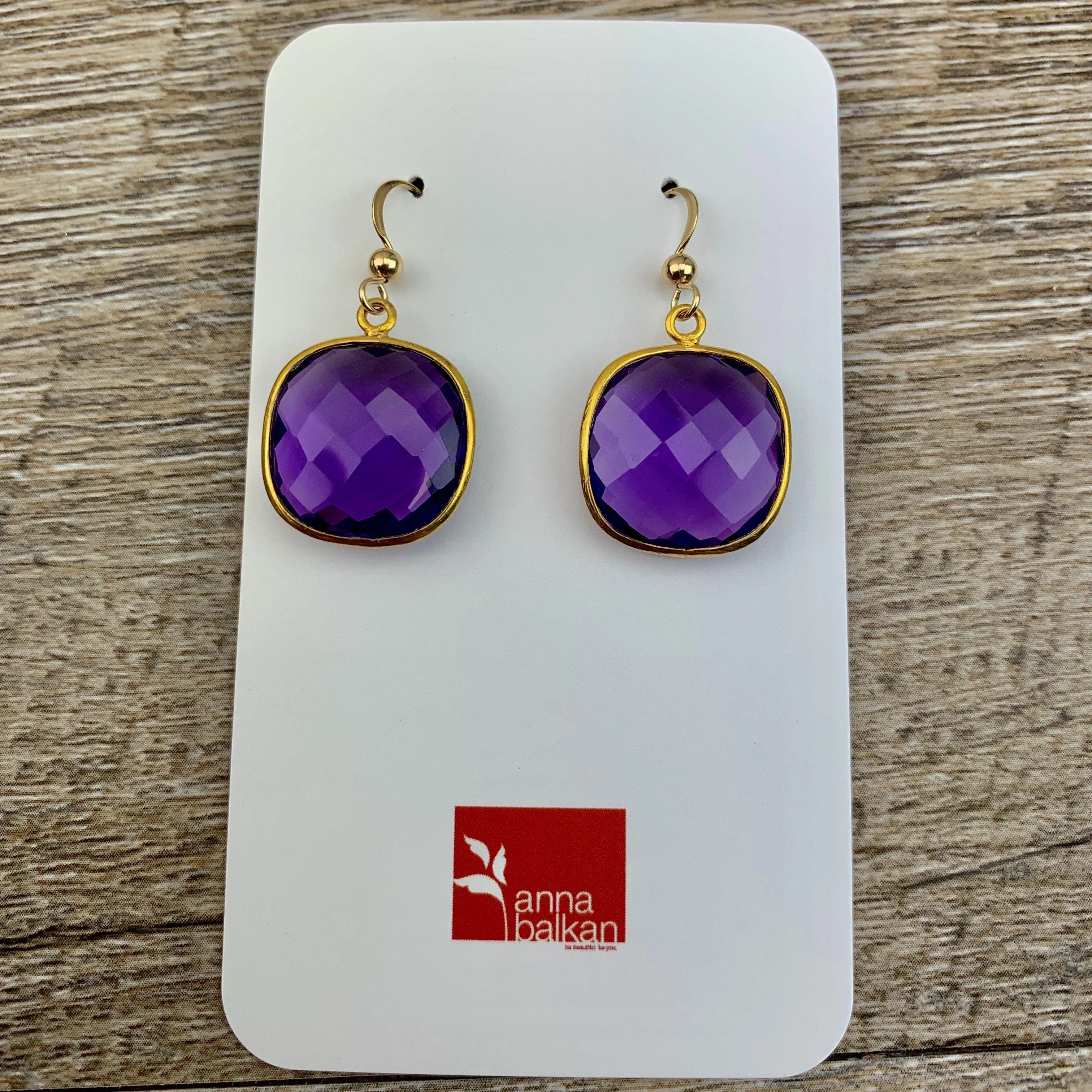 Lucy Square Gemstone Bezel Everyday Earrings