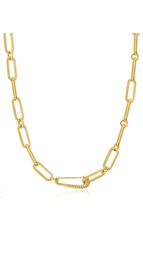 Luv AJ THE FRANCOIS SAFETY PIN NECKLACE- GOLD
