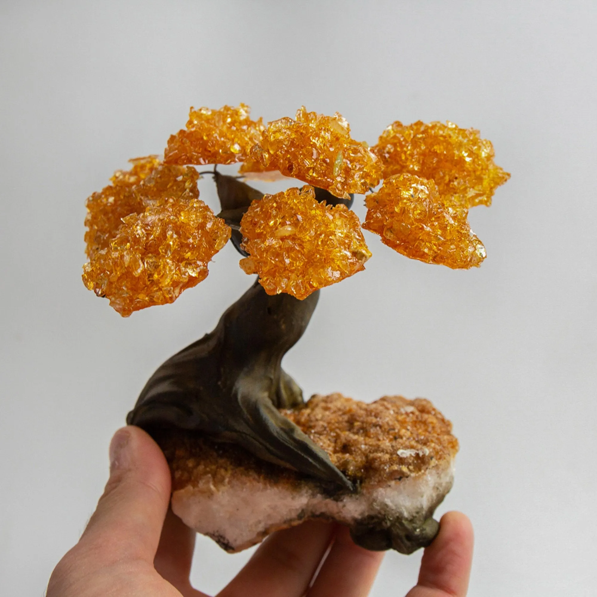 Medium - Genuine Citrine Clustered Gemstone Tree on Citrine Matrix (The Calming Tree)