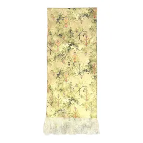 Melon Yellow Printed Scarf With Pocket Square