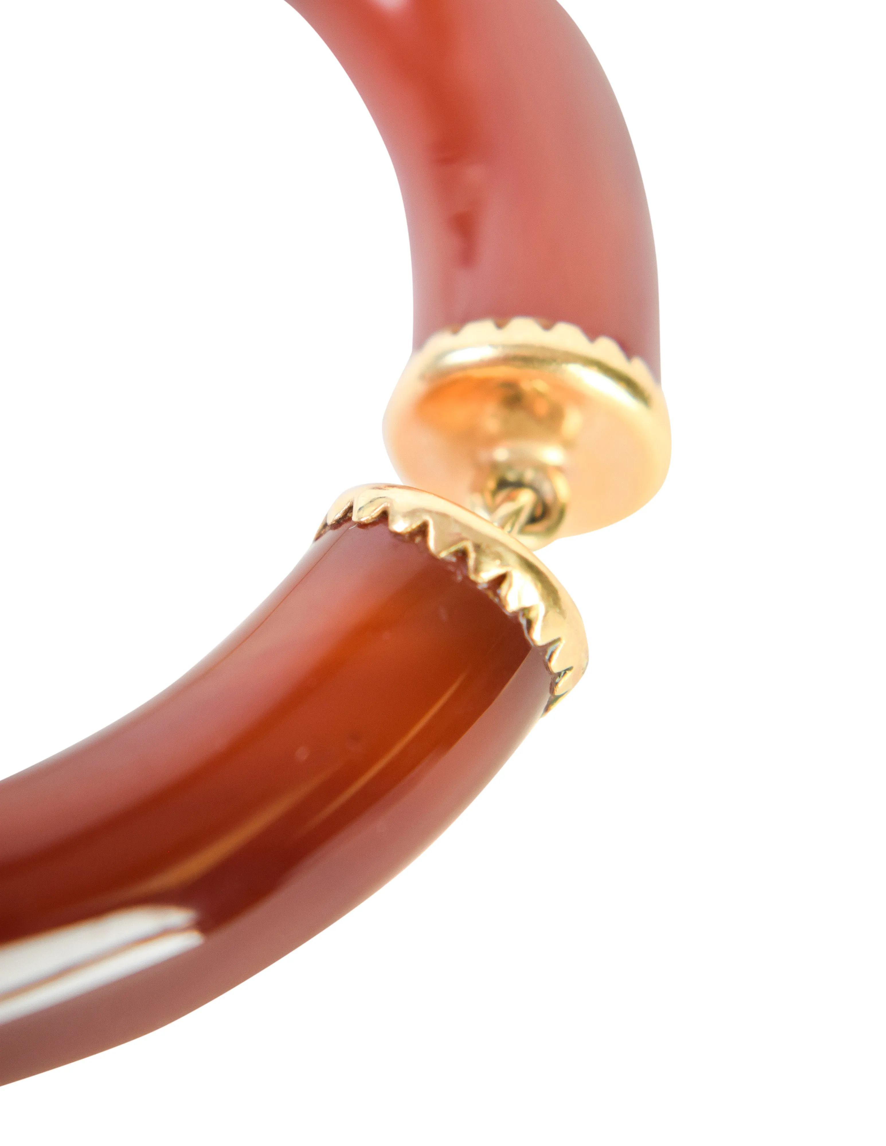 Ming's Vintage 14k Gold Red Jade Linked Tube Bracelet