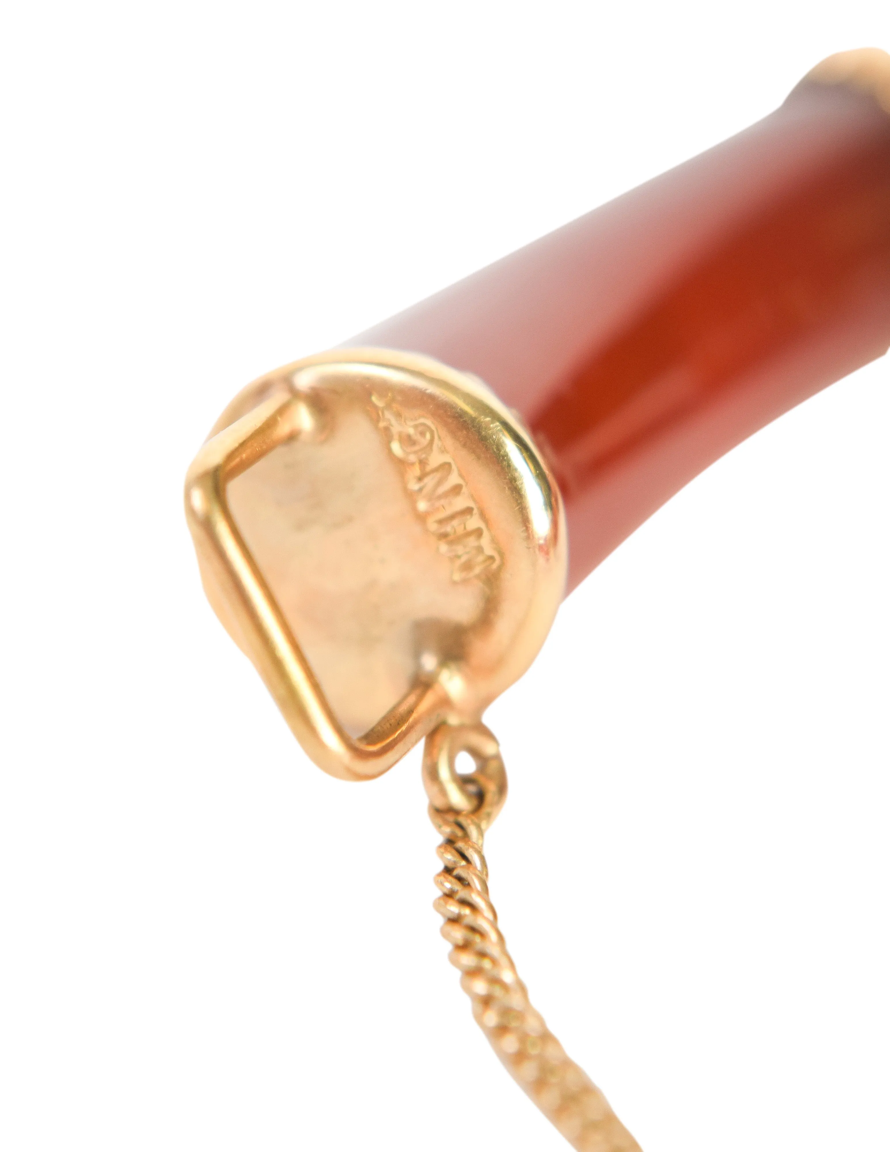 Ming's Vintage 14k Gold Red Jade Linked Tube Bracelet
