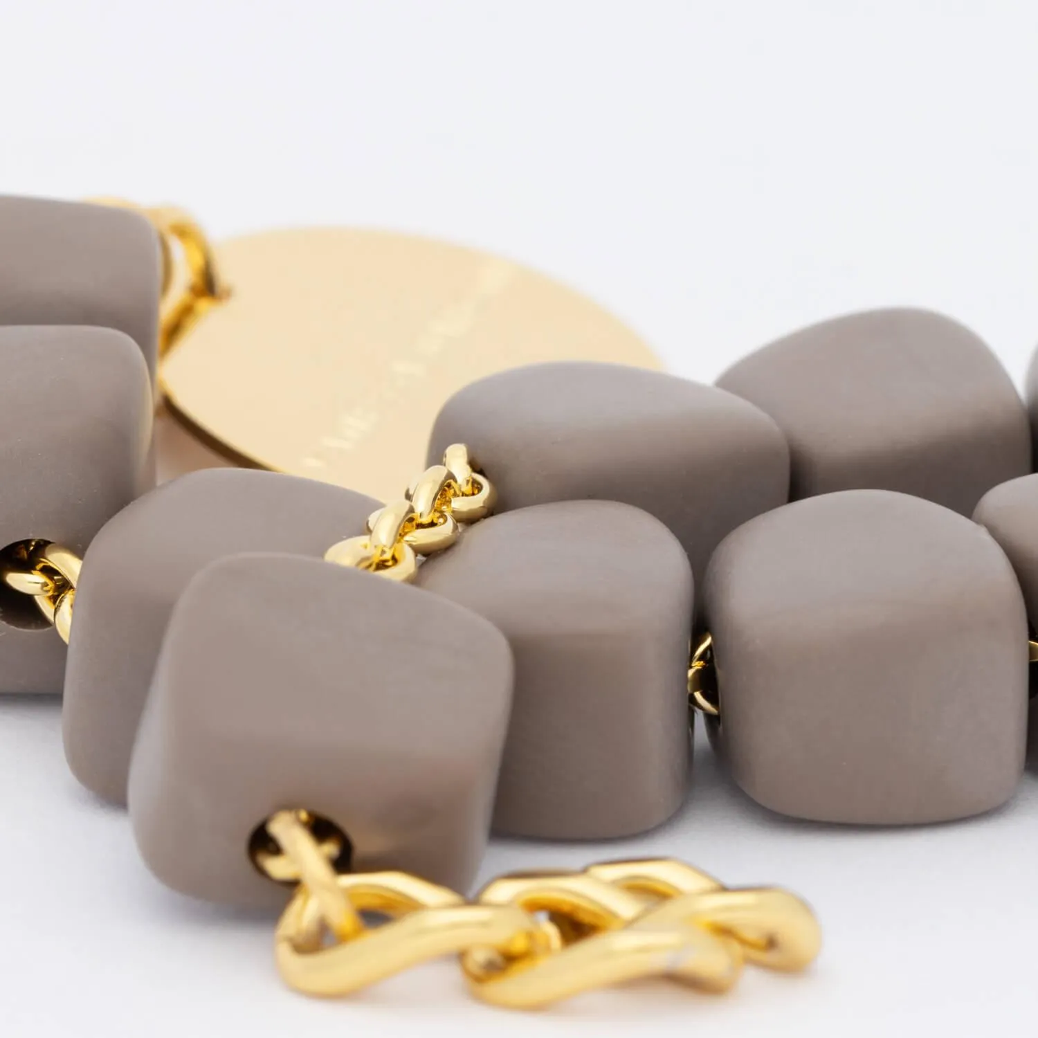 Mini Organic Shaped Necklace Matt Taupe