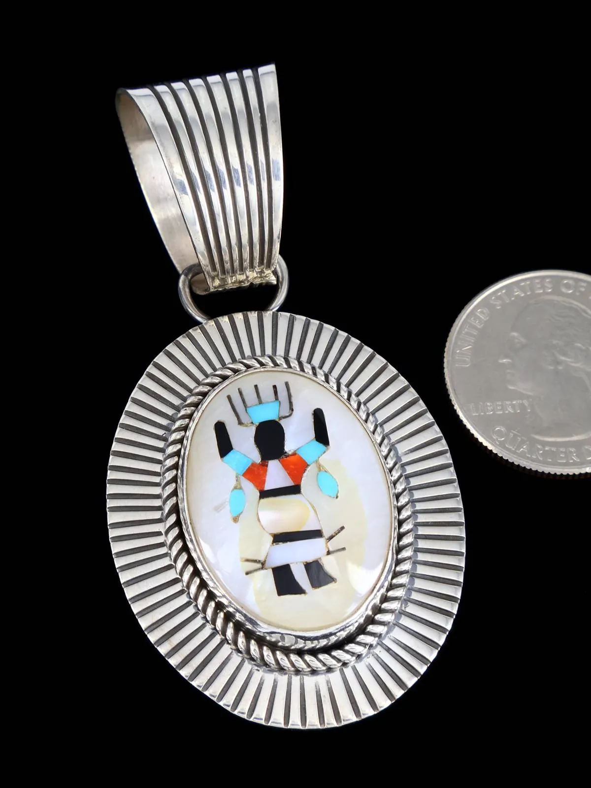 Native American Cold Chisel Kachina Dancer Sterling Silver Pendant