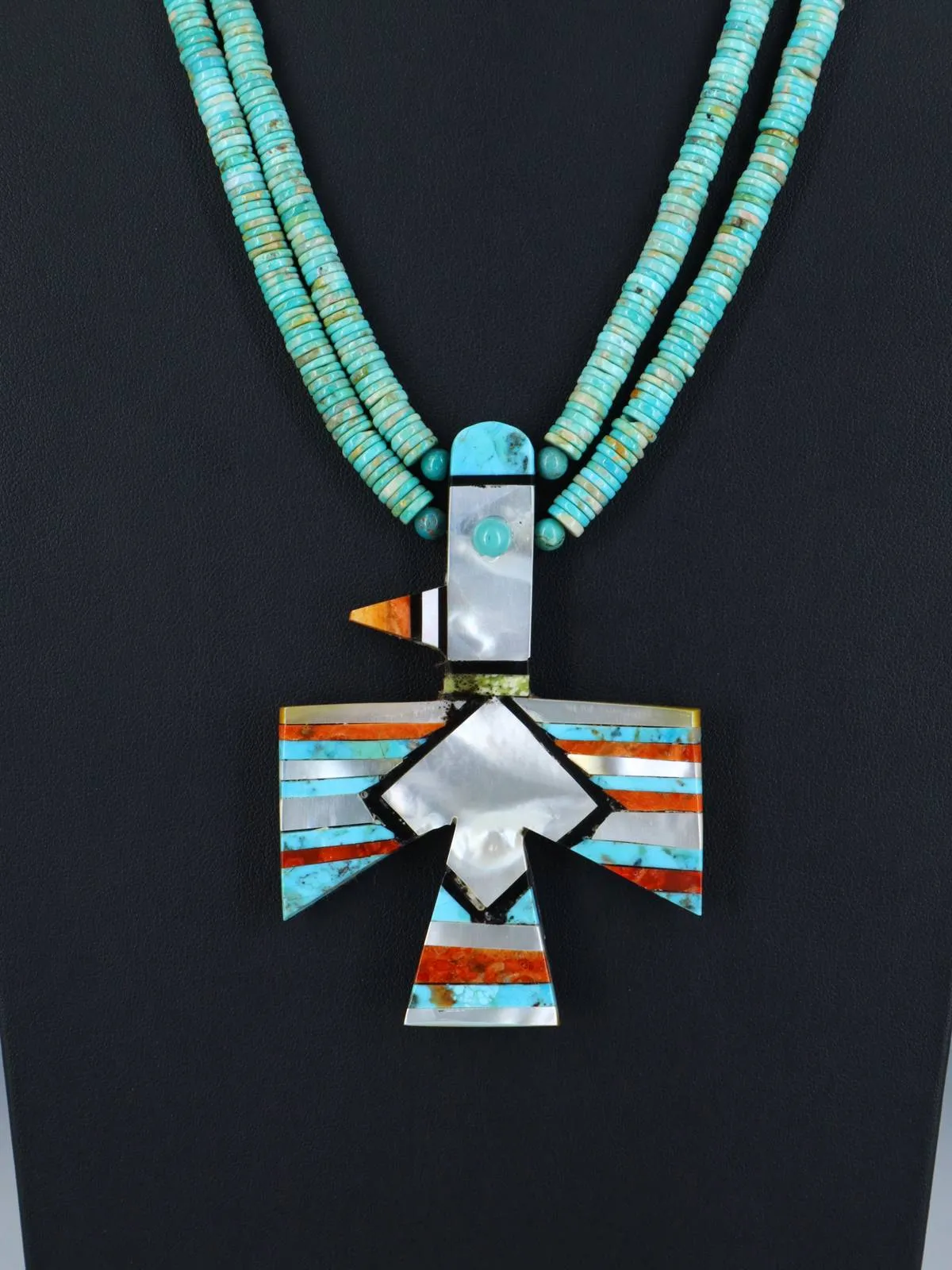 Native American Santo Domingo Thunderbird Mosaic Necklace