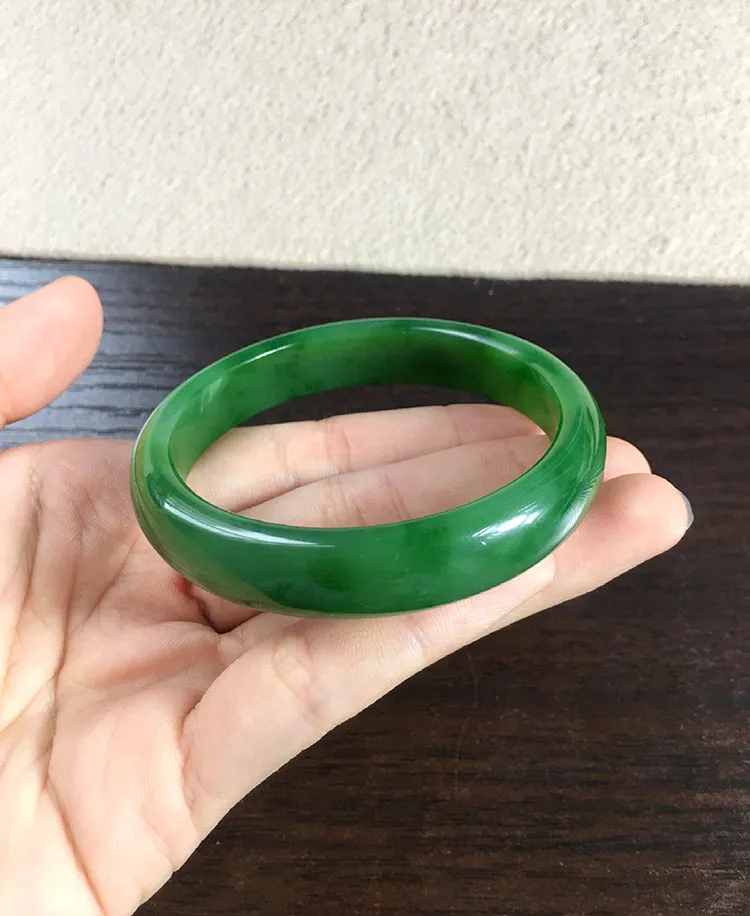 Natural Jade Bangle Nephrite Bangle Internal Diameter 56.8mm NBE042