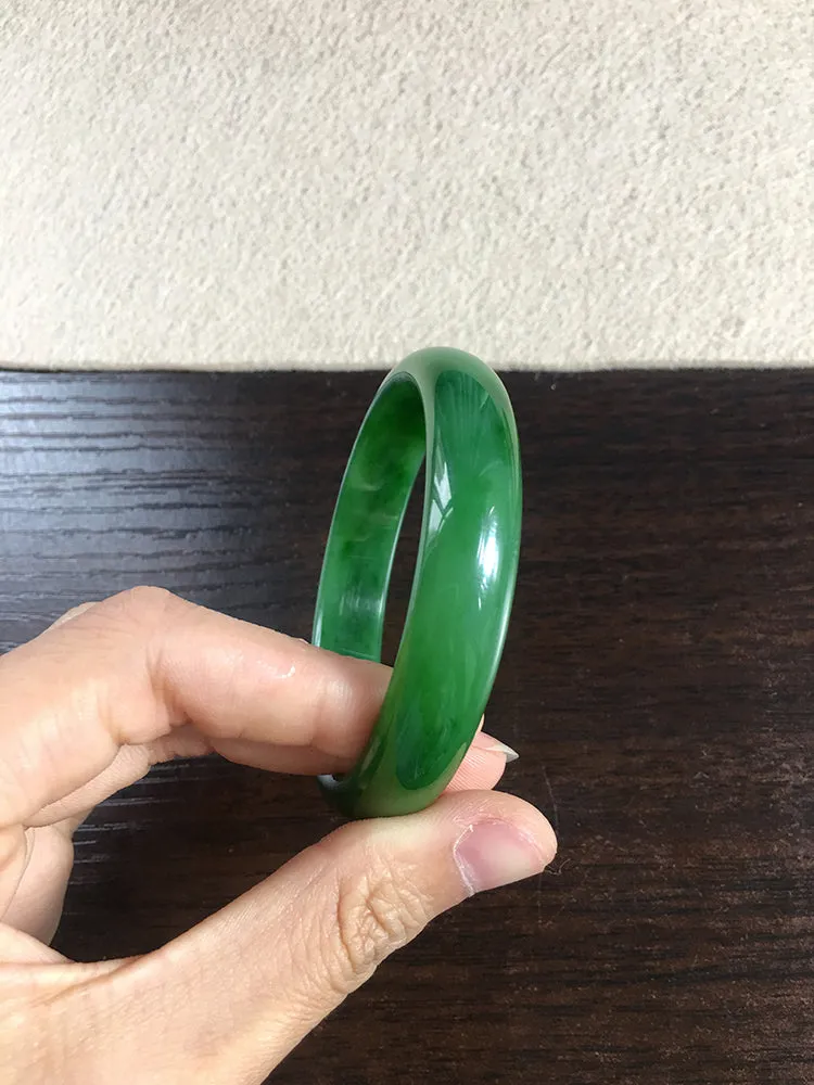 Natural Jade Bangle Nephrite Bangle Internal Diameter 56.8mm NBE042