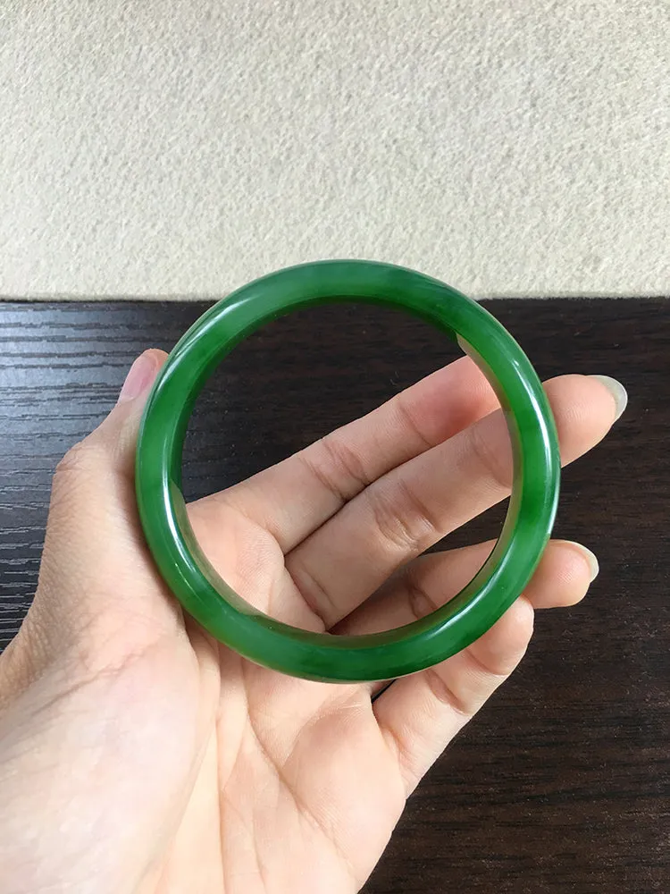 Natural Jade Bangle Nephrite Bangle Internal Diameter 56.8mm NBE042