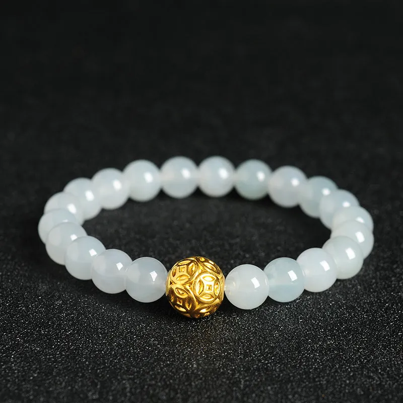 Natural Jade Bracelet Jadeite Gold Bracelet BT42