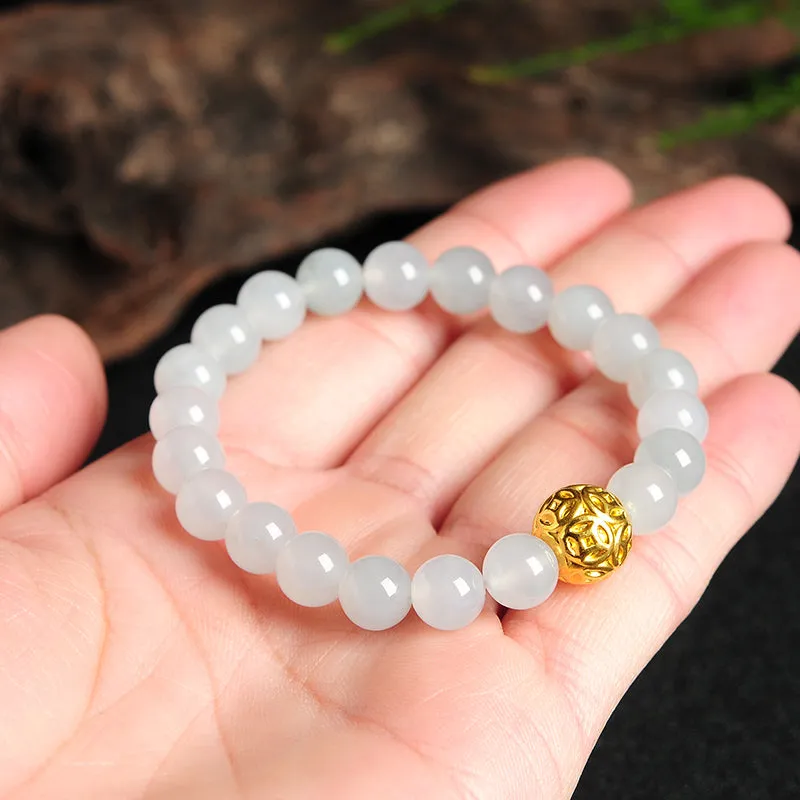 Natural Jade Bracelet Jadeite Gold Bracelet BT42