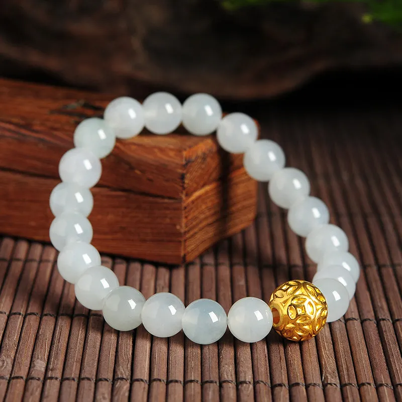 Natural Jade Bracelet Jadeite Gold Bracelet BT42