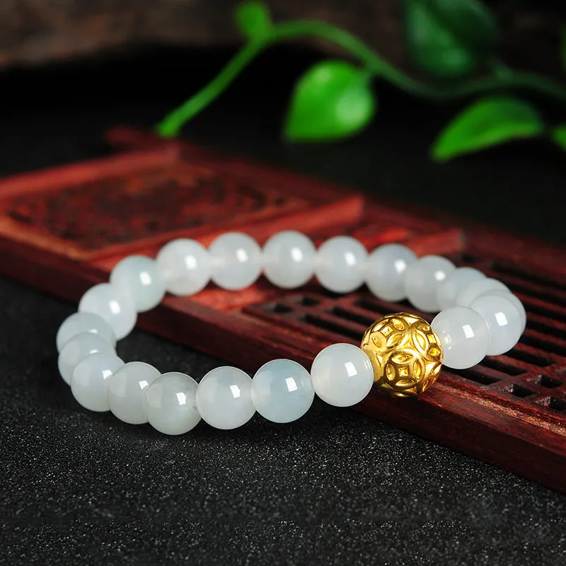 Natural Jade Bracelet Jadeite Gold Bracelet BT42