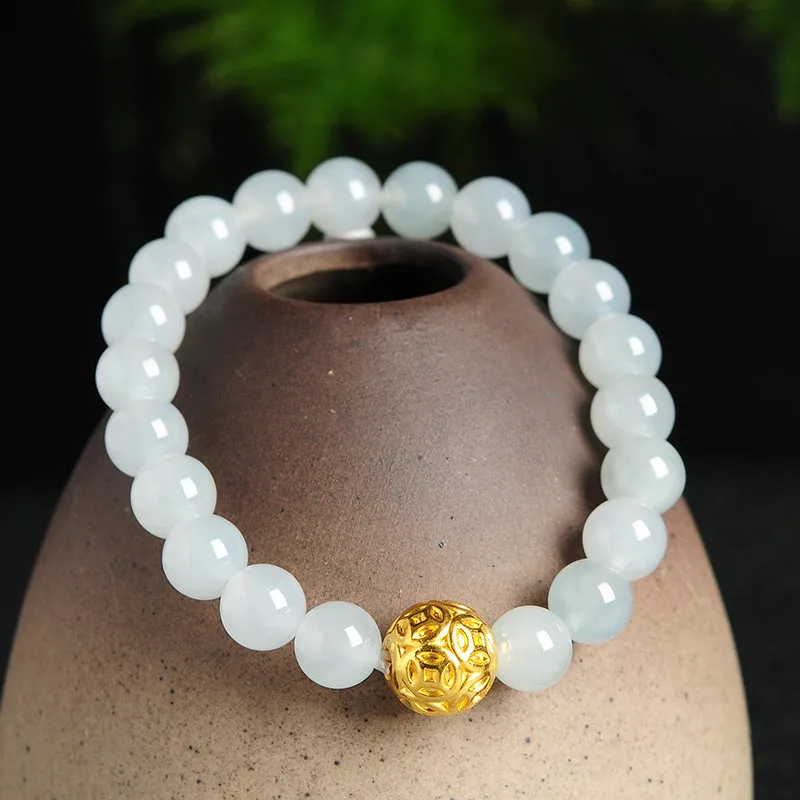Natural Jade Bracelet Jadeite Gold Bracelet BT42