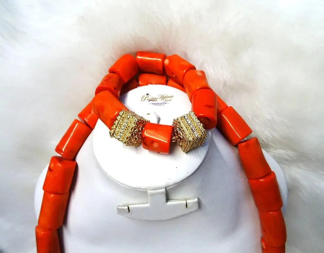 Nigeria Male Coral beads for men Necklace Jewellery Set