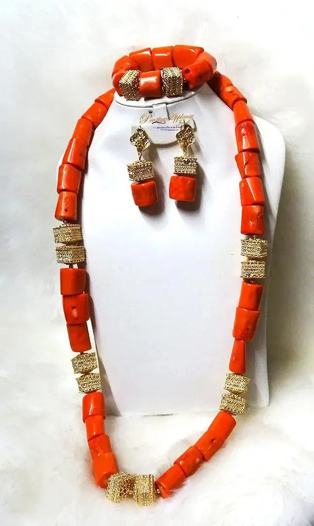 Nigeria Male Coral beads for men Necklace Jewellery Set