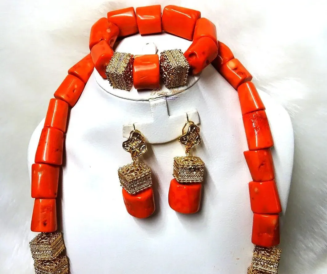 Nigeria Male Coral beads for men Necklace Jewellery Set