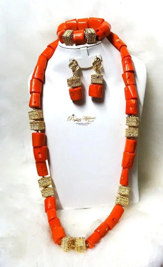 Nigeria Male Coral beads for men Necklace Jewellery Set