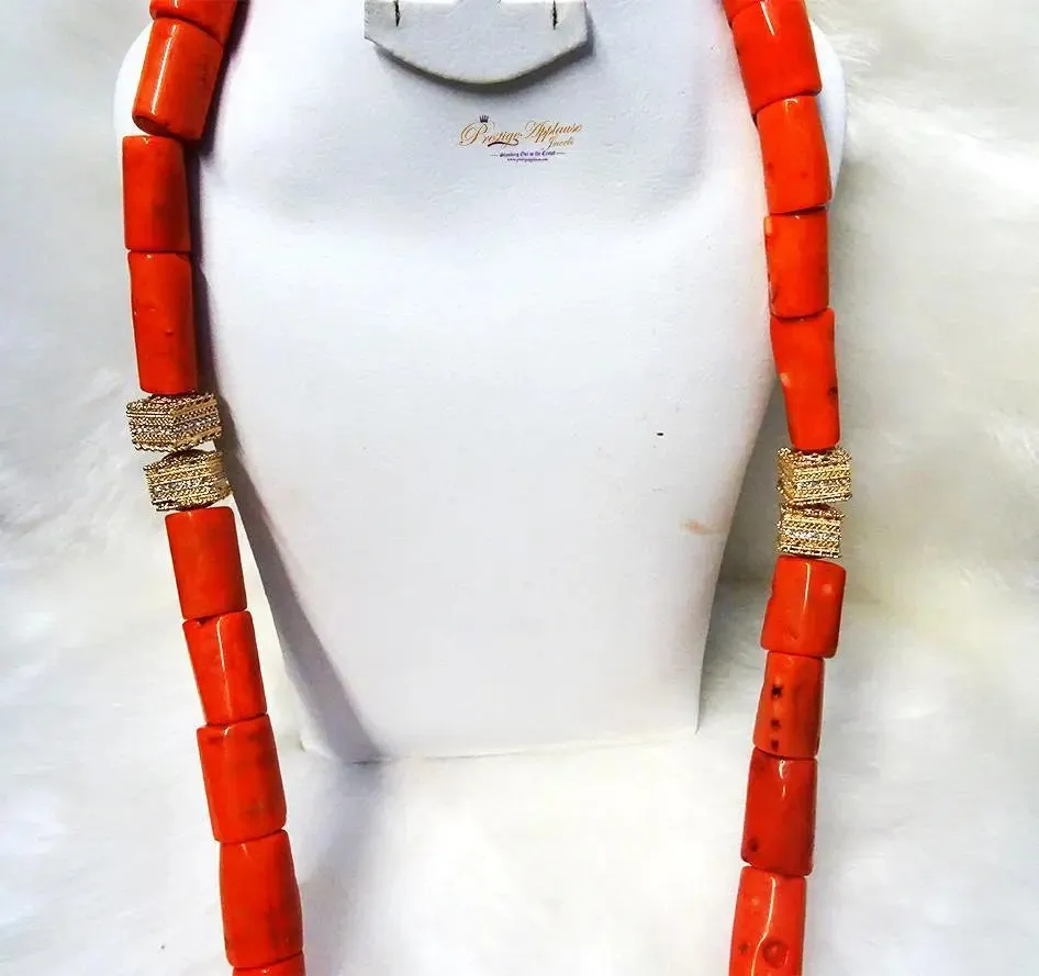 Nigeria Male Coral beads for men Necklace Jewellery Set