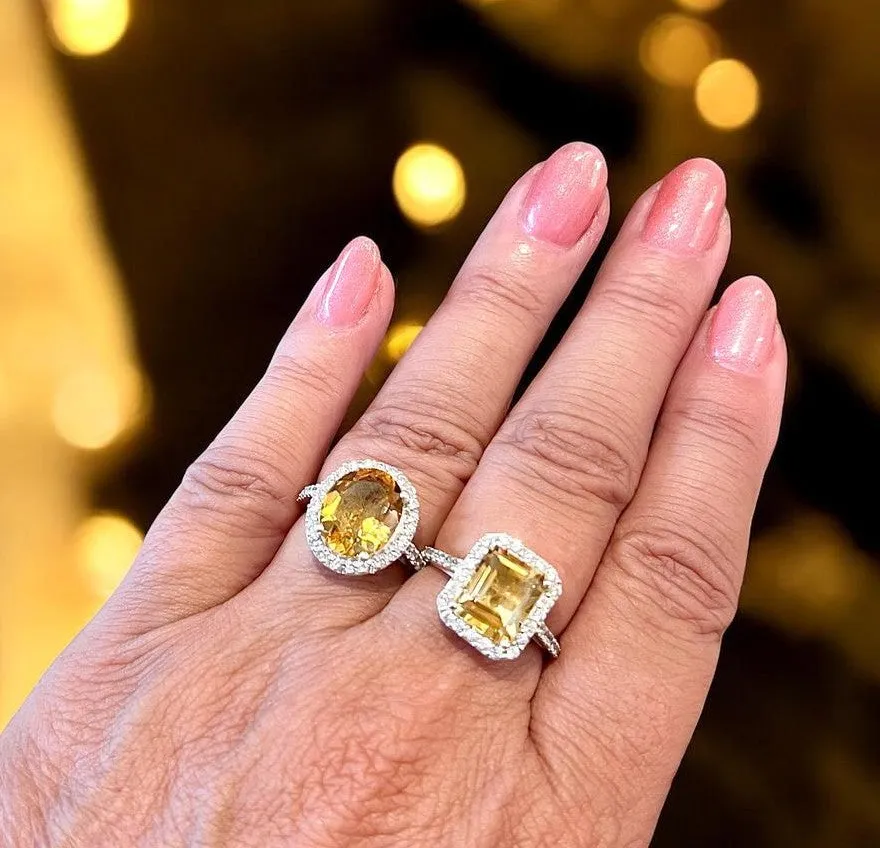 Oval Genuine Citrine gemstone ring