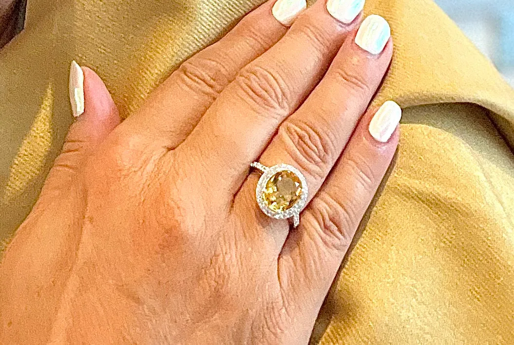 Oval Genuine Citrine gemstone ring