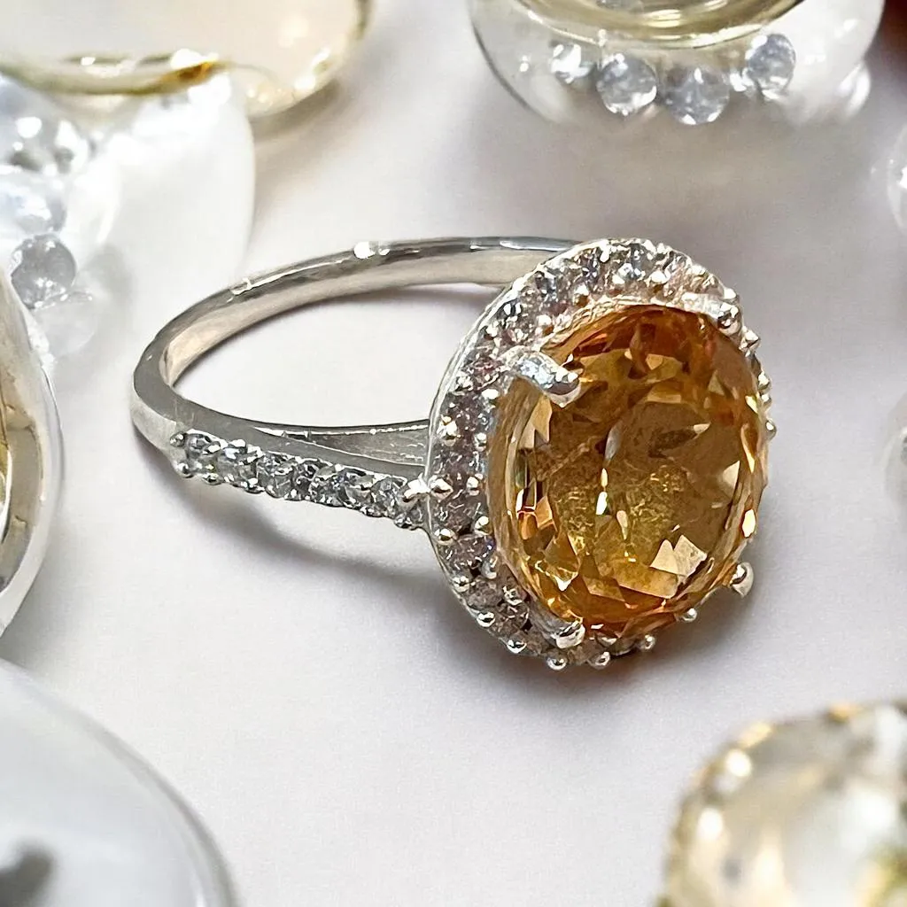 Oval Genuine Citrine gemstone ring