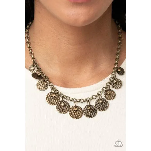 Paparazzi Delightfully Dappled - Brass Necklace & Earrings Set