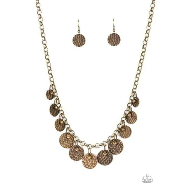 Paparazzi Delightfully Dappled - Brass Necklace & Earrings Set