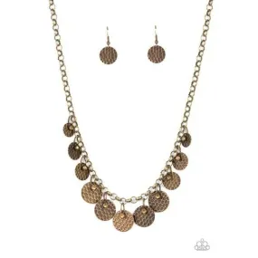 Paparazzi Delightfully Dappled - Brass Necklace & Earrings Set