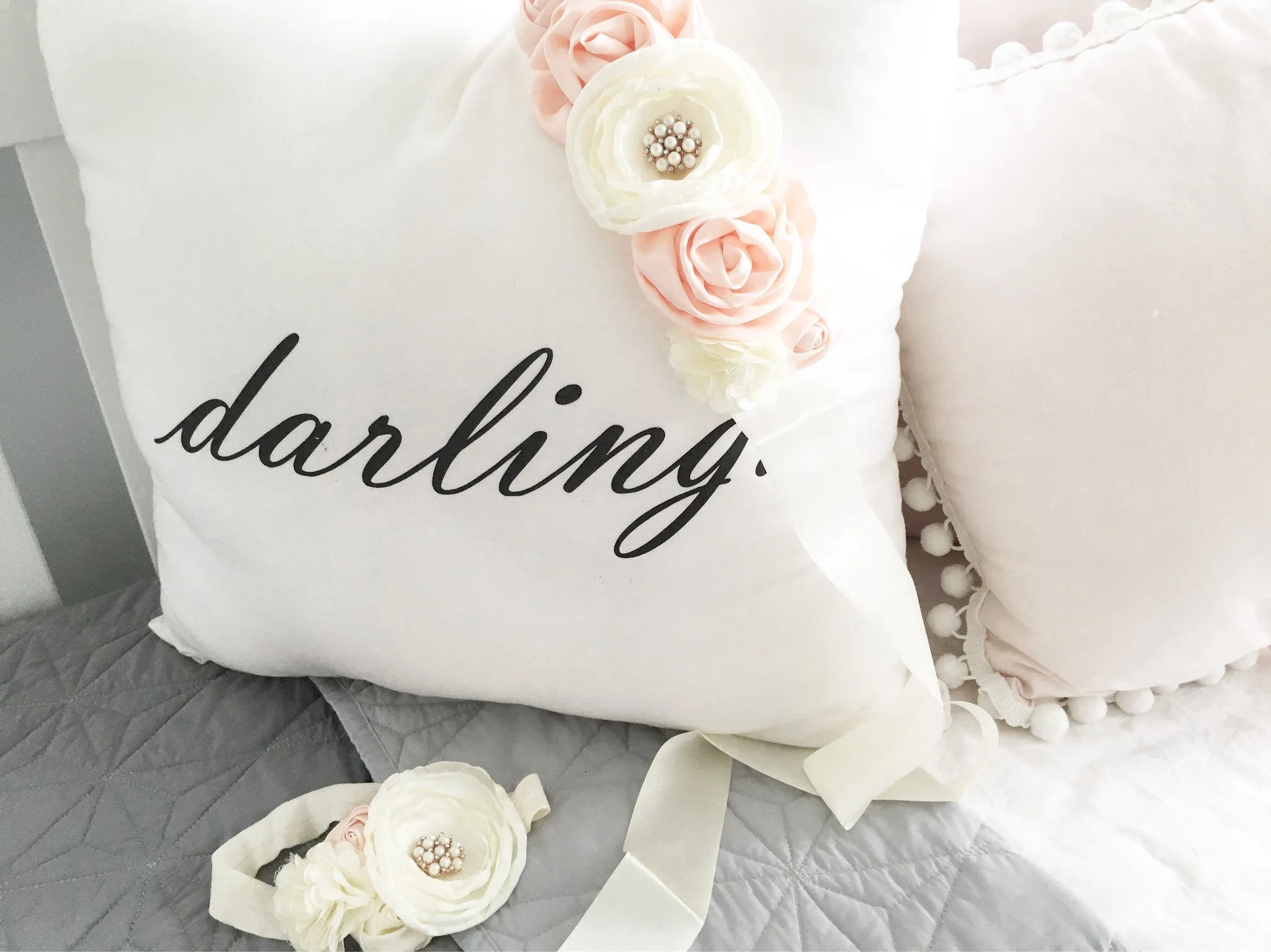 Peach & Ivory Sash Headband Set