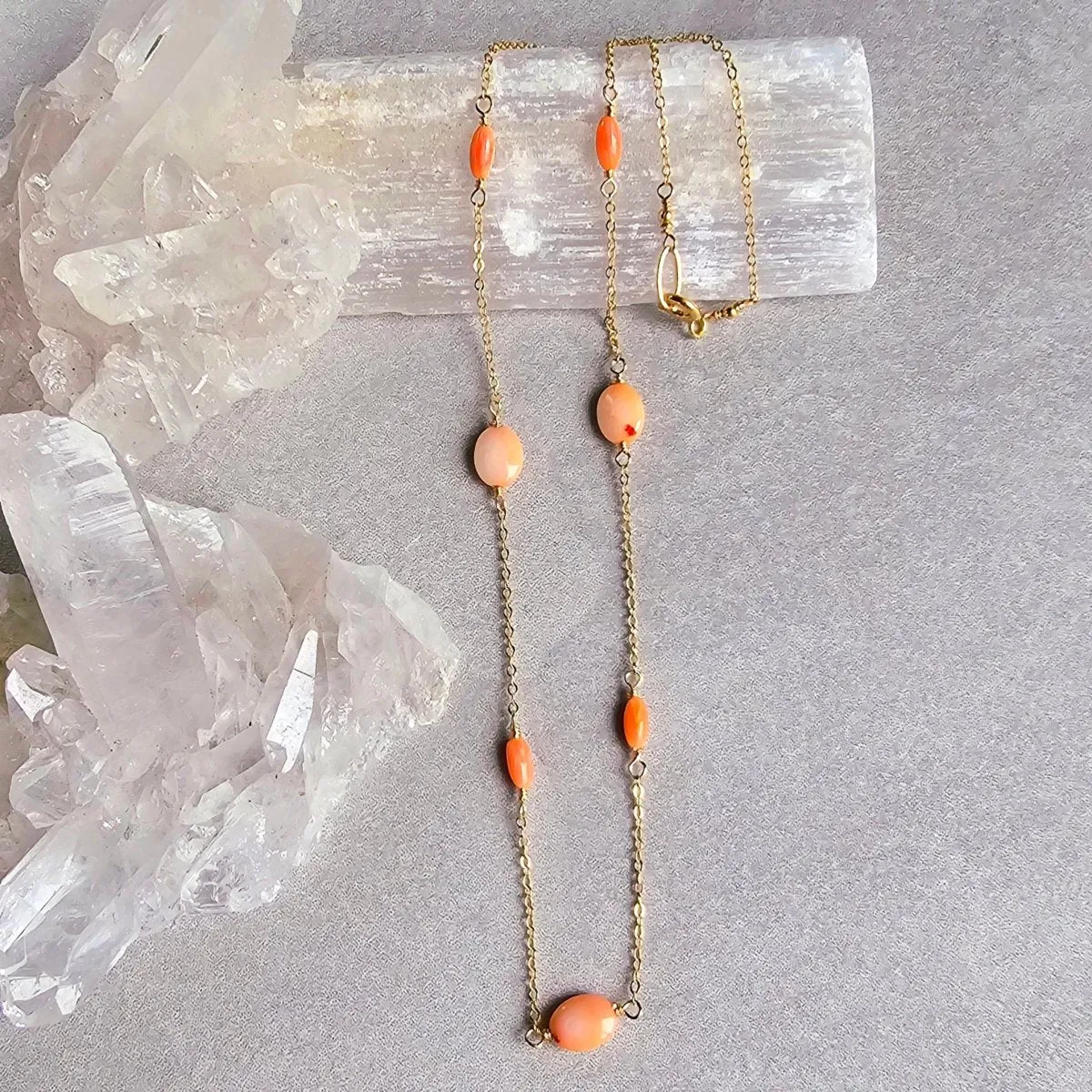 Peach Coral Necklace- Satellite Style #8076