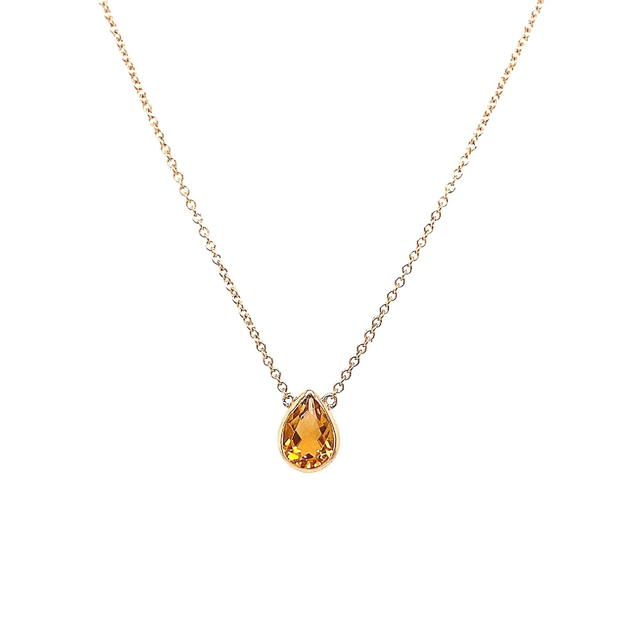 Pear Gemstone Bezel Necklace