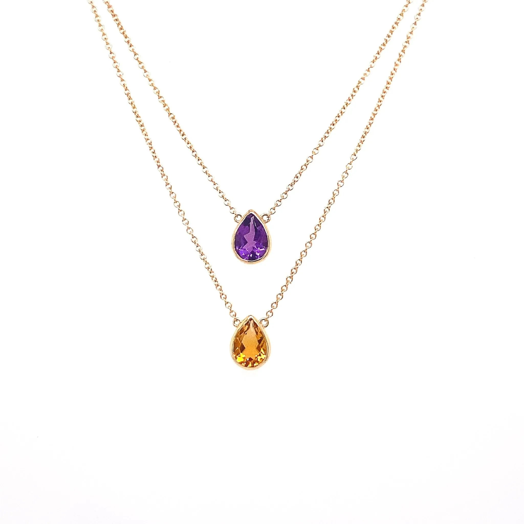 Pear Gemstone Bezel Necklace