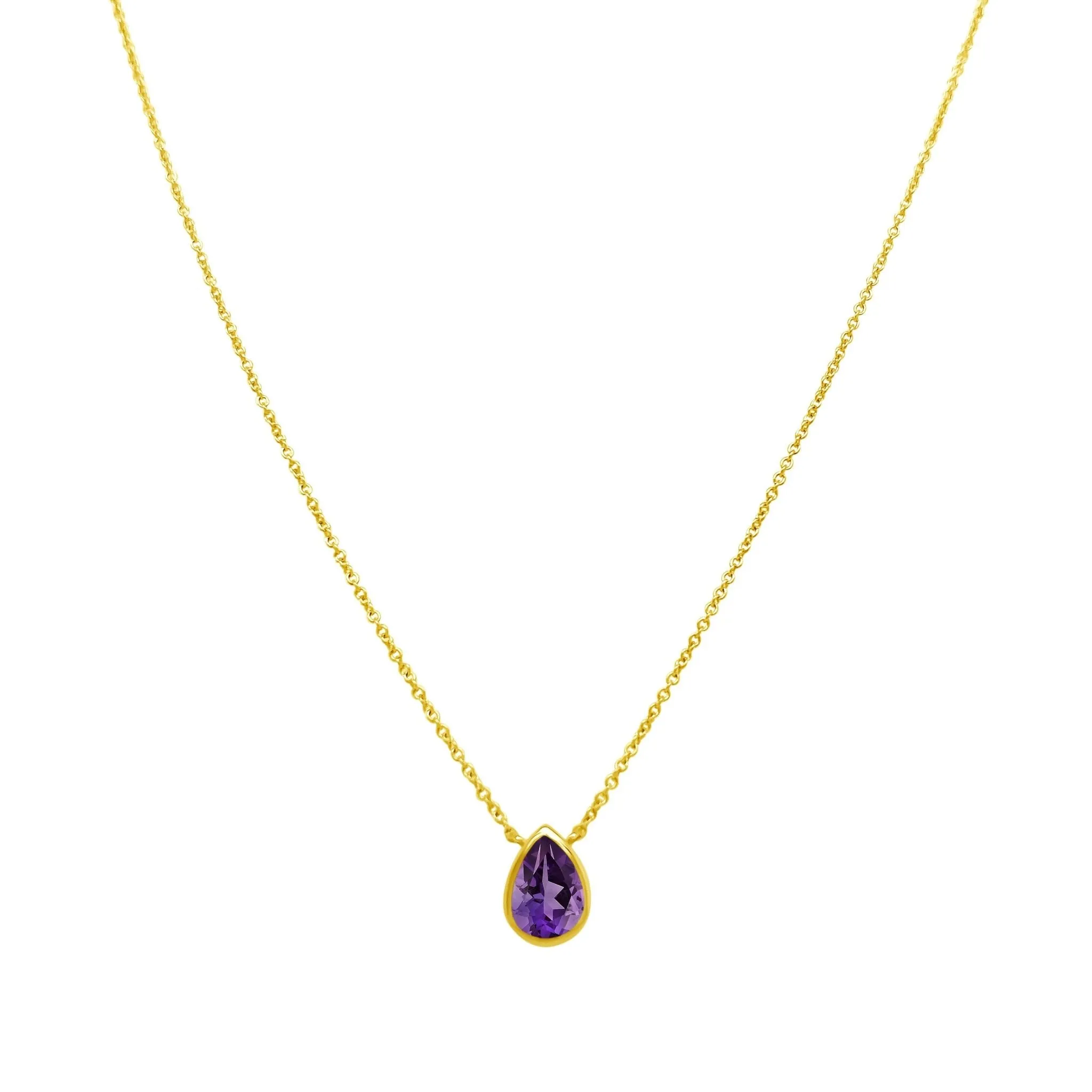 Pear Gemstone Bezel Necklace