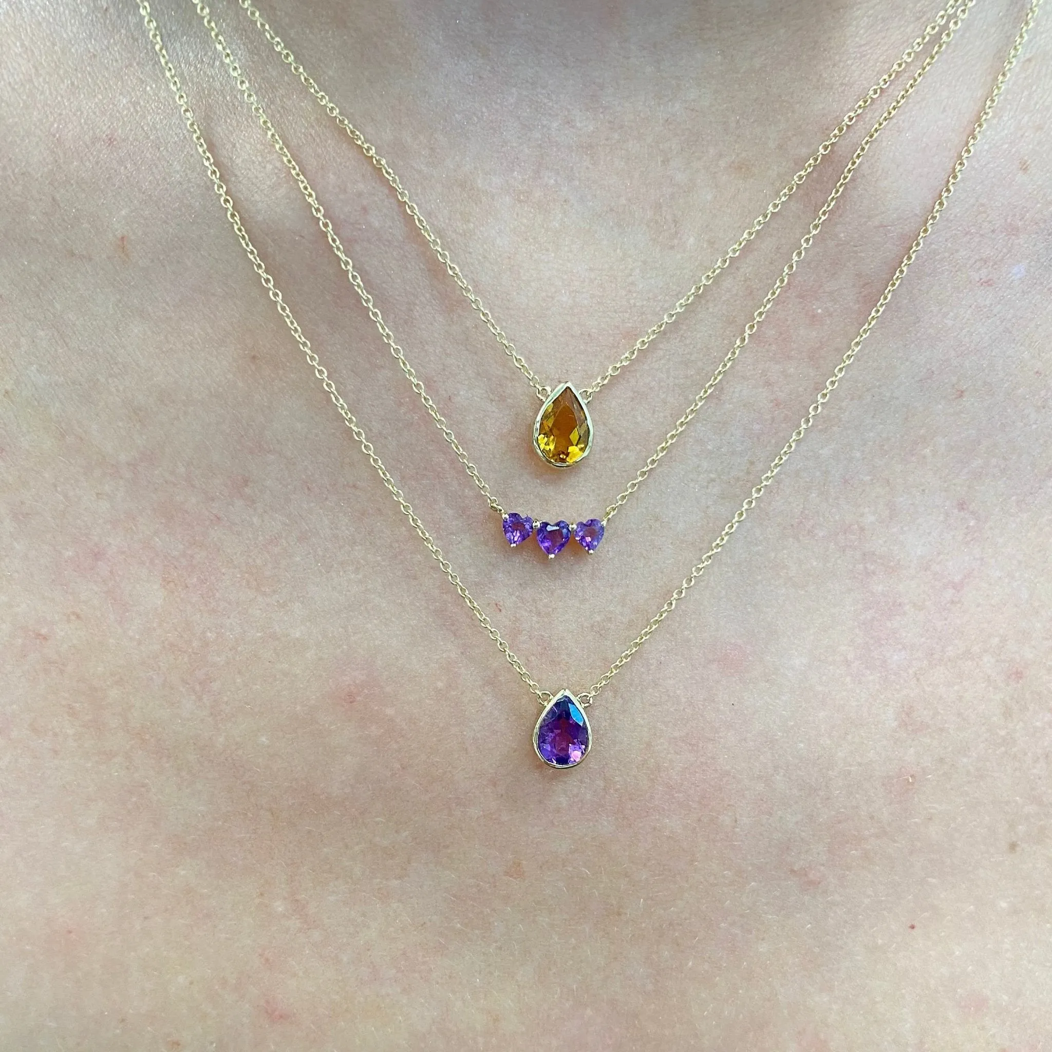 Pear Gemstone Bezel Necklace