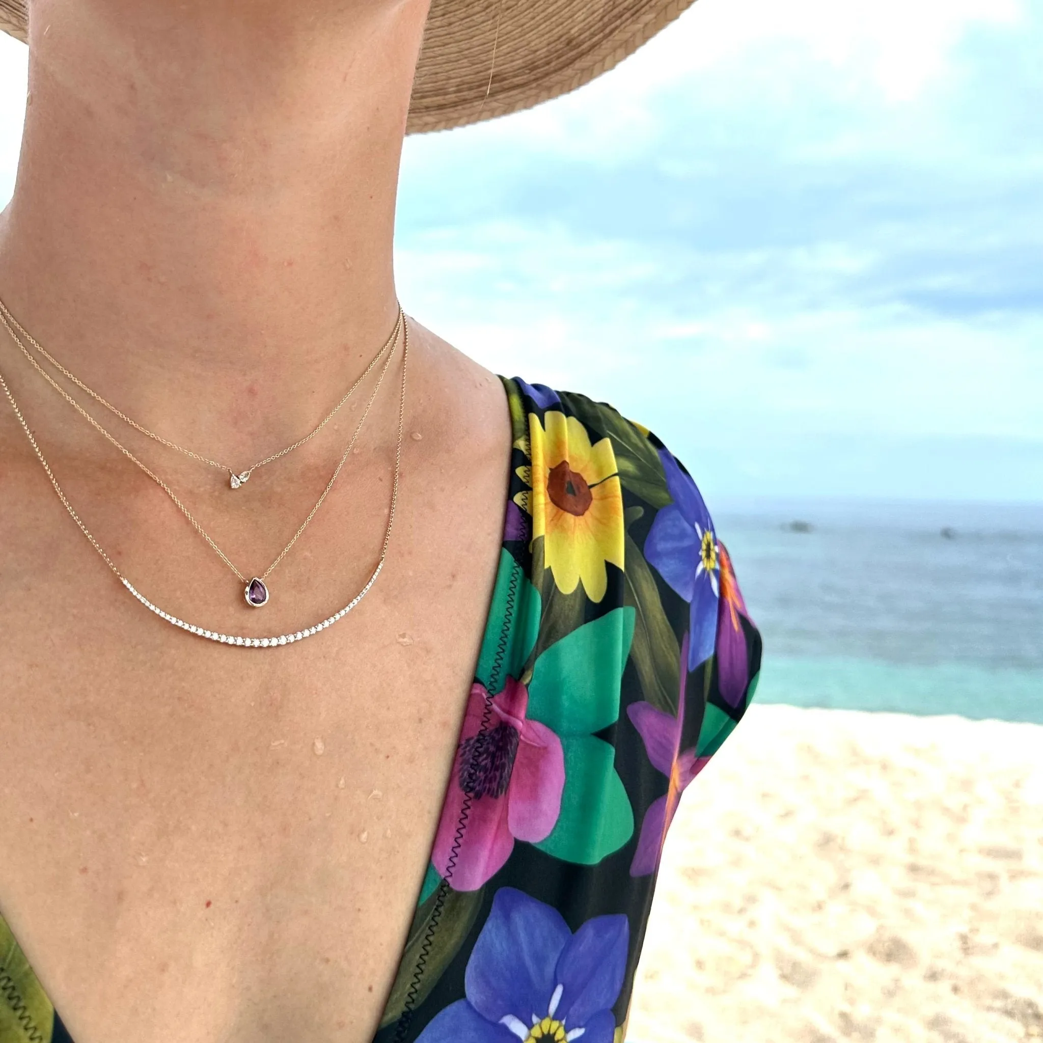 Pear Gemstone Bezel Necklace