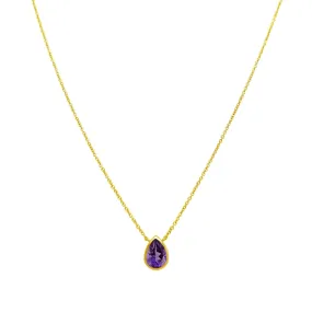 Pear Gemstone Bezel Necklace