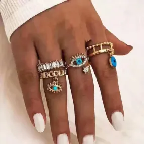 Personalized Punk Wind Demon Eye Diamond Drop Oil Ring for women